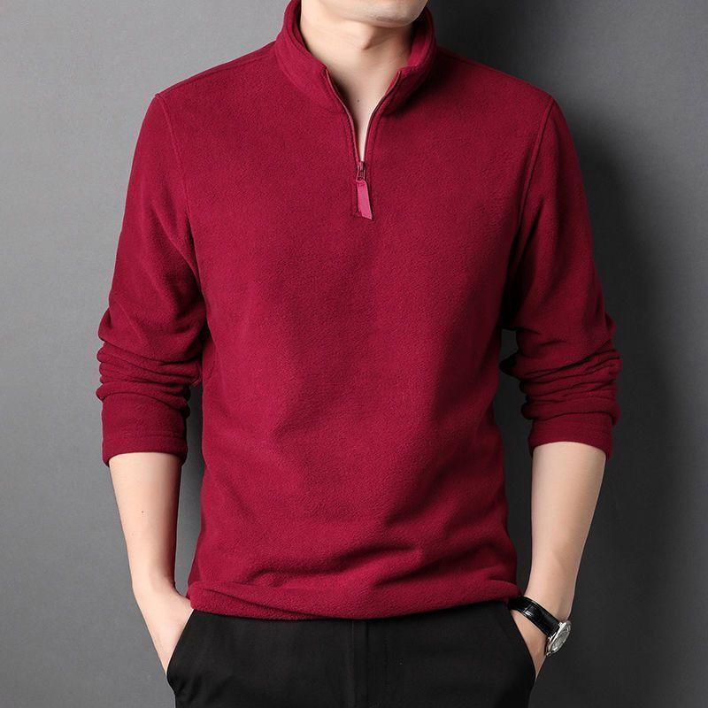 Мужские осенне-зимние футболки на молнии с высоким воротом, однотонные, плотные, теплые, модные, повседневные, новая мужская одежда, топы с длинными рукавами