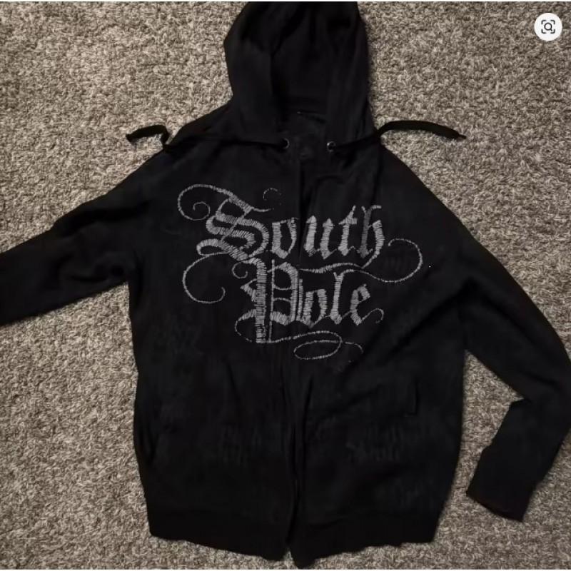 Skeleton Zip Hoodie 90s Retro Print Up Sweatshirt Jacket American Streetwear