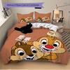 3pcs Naughty Chip 'n' Dale Printed Duvet Cover Set (1 * Cover+2 * Pillowcase, Without Core), Suitable for Home Bedroom, Guest Room, Dormitory Dec
