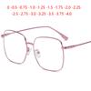 Квадратные очки с большой оправой для женщин с диоптриями, металлическая оправа розового цвета, очки для близорукости по рецепту от 0 -0.5 -0.75 до -4.0