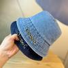Осенняя новая джинсовая потертая однотонная шляпа-ведро женская ретро простая шляпа от солнца