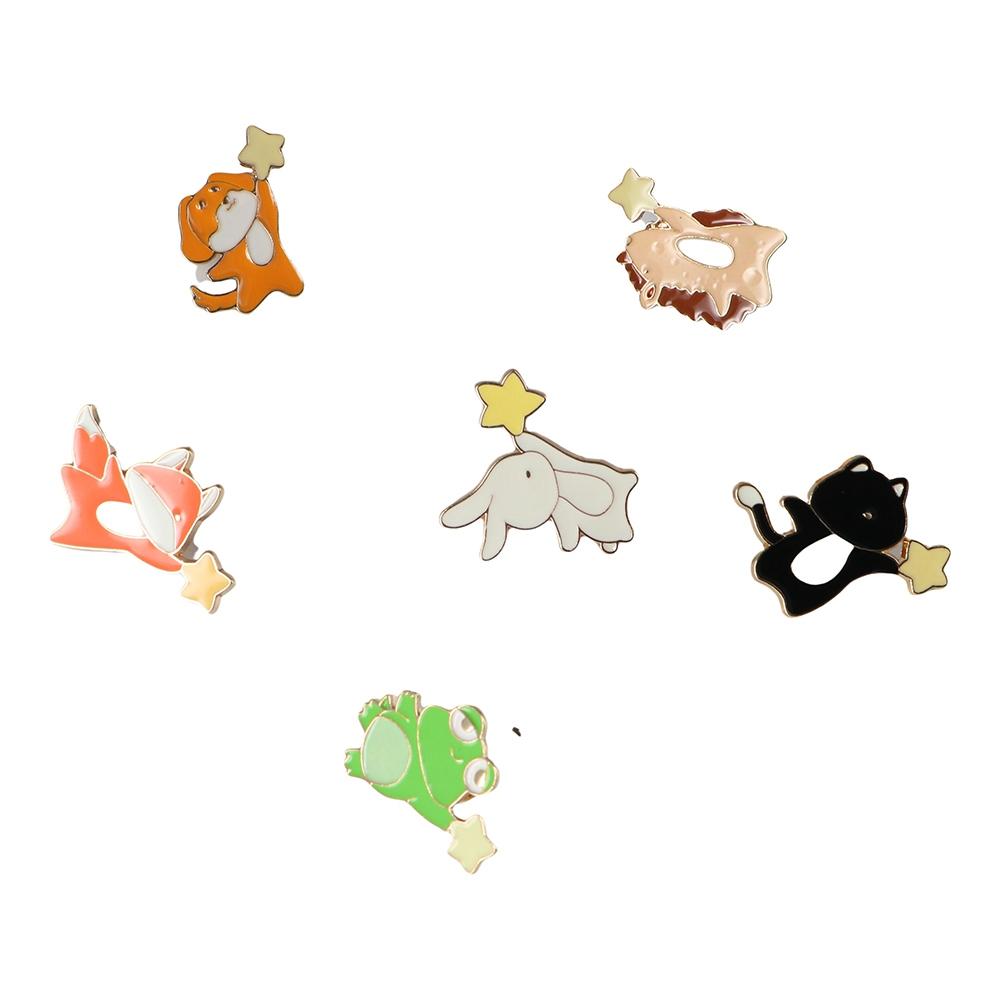 Значок с изображением медведя из эмали для выпечки, женская брошь, звезда, животное, значок в корейском стиле
