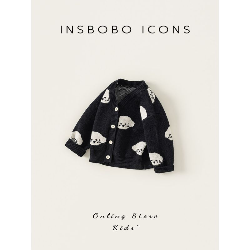 Insbobo Boys' Sweater 2026 Spring New Stylish Baby Clothes Children's Knitted Cardigan Stylish Top
