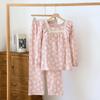 Cotton Double-layer Crepe Women's Pajamas for Spring Autumn, New Long Sleeved Pants  Summer, Thin Floral Pullover for Home Wear
