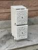 Hand-Carved Wooden Nightstand | White Side Table with Desk Drawers | Wooden Storage Cabinet | White Bedside Table Dressers Storage Table Art