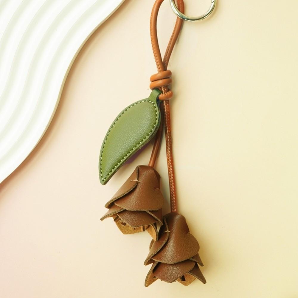 Leather Pu Flower Keychain Hanger Bag Decoration Lovely Tulip Bag Pendant Luggage Accessories