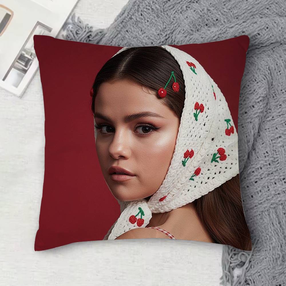 SSelena Gomez Doublesided Printed Square Decorative Cushion Cover for Sofa Living Room Home Decor