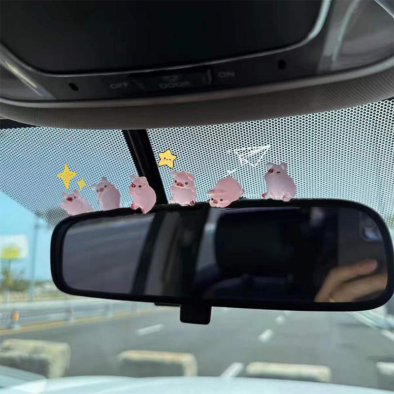 6 шт./компл. Автомобильная центральная консоль из смолы, фосфоресцирующая свинья, кукла, украшение для зеркала заднего вида автомобиля, аксессуары для салона автомобиля для велосипеда