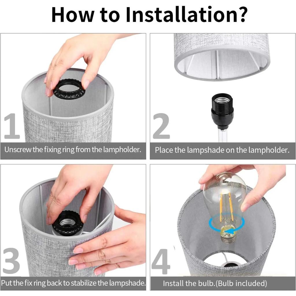 Прикроватная лампа, настольная лампа с USB-портом для зарядки, небольшая настольная лампа с 3 цветовыми режимами, настольная лампа для спальни с серым тканевым абажуром.