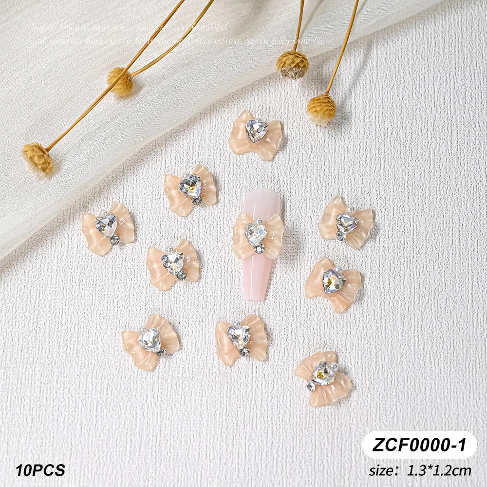 10pcs Sailor Warrior Moon Nail Charm 3D Shiny Japanese Bowknot Diamond Gem Nail Rhinestones Crystal Heart Design DIY Nail Parts