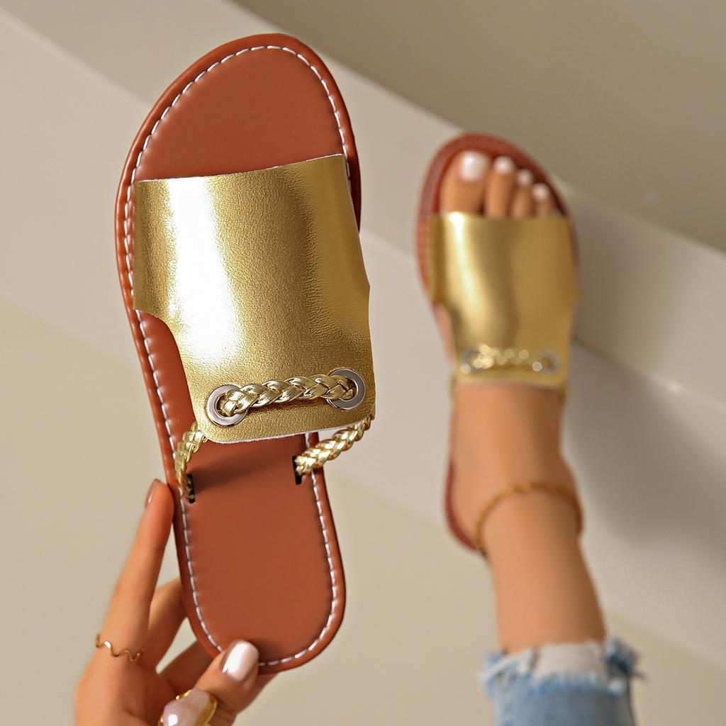 Lightweight Sandals for Women One Band Sandals Dressy Open Toe Flats Summer Slides Anti-Slip Summer Casual Party Cute Beach Footbed Slippers for Women