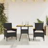 VidaXL Garden Dining Set and Cushions 3 Pcs Black Rattan Acacia, Outdoor Dining Set, Furniture of 3278697