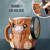 New Creative Cute Cow Cup Cow Shaped Ice Cream Cup With Snack Drawer And Handle High Beauty Reusable Mug  Birthday Present