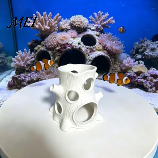 3D Fish Tank Hideaway Printed Aquarium Ornament, Tree Stump Decoration for Grass Tanks And Aquariums, Porous Hiding Place Shrimp, Snails Amphibious