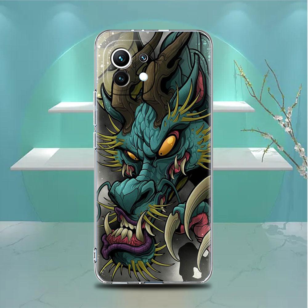 Прозрачный чехол для Xiaomi Mi Poco X3 NFC M3 Pro F3 F1 11 Lite 12 Note 10 11T 9T, прозрачный чехол для телефона с изображением дракона