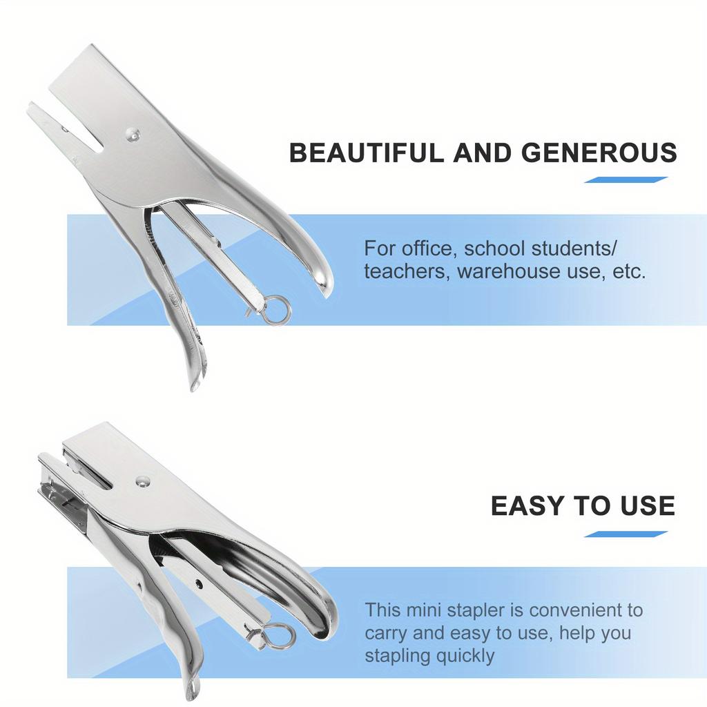 20 листов Нейлер без заклинивания Рукоятка Металлический степлер Сверхмощный настольный степлер без швейной иглы (Серебряный)