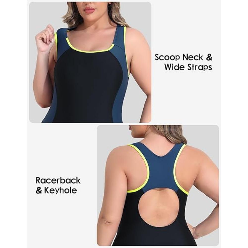 Charmleaks Plus Size Swimsuit для женщин, спортивный цельный купальный костюм Boyleg