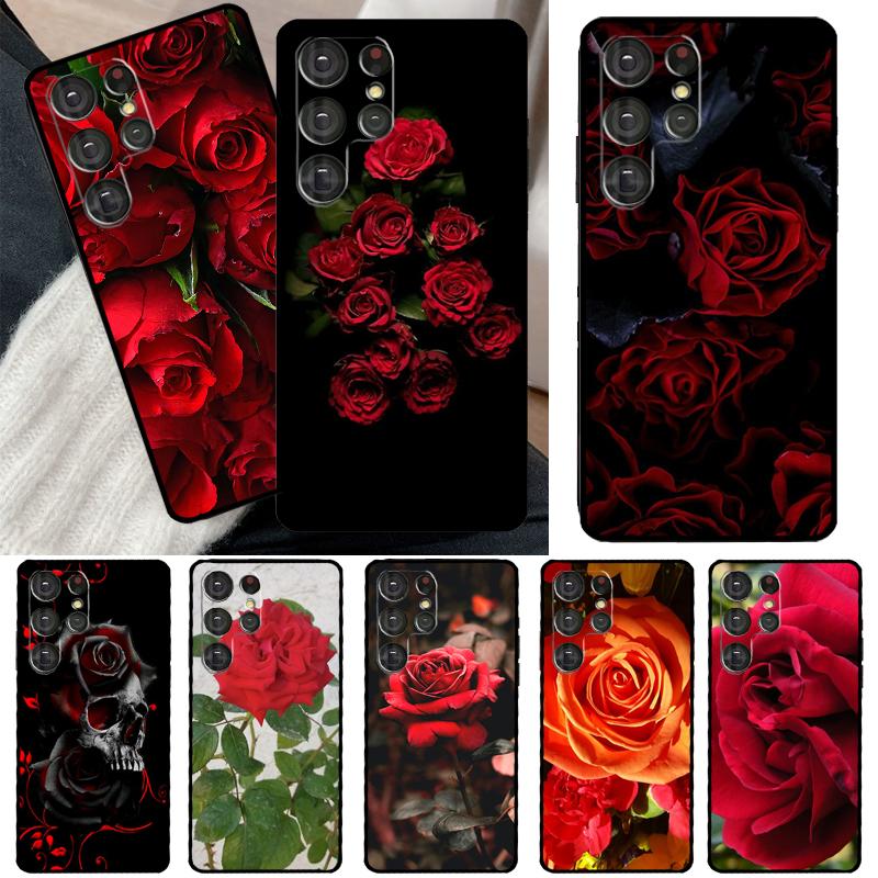 Ярко-красные Цветы Розы Чехол Для Samsung Galaxy S23 S22 S21 Ultra Note 20 S8 S9 S10 Note 10 Plus S20 FE S21 FE Чехол
