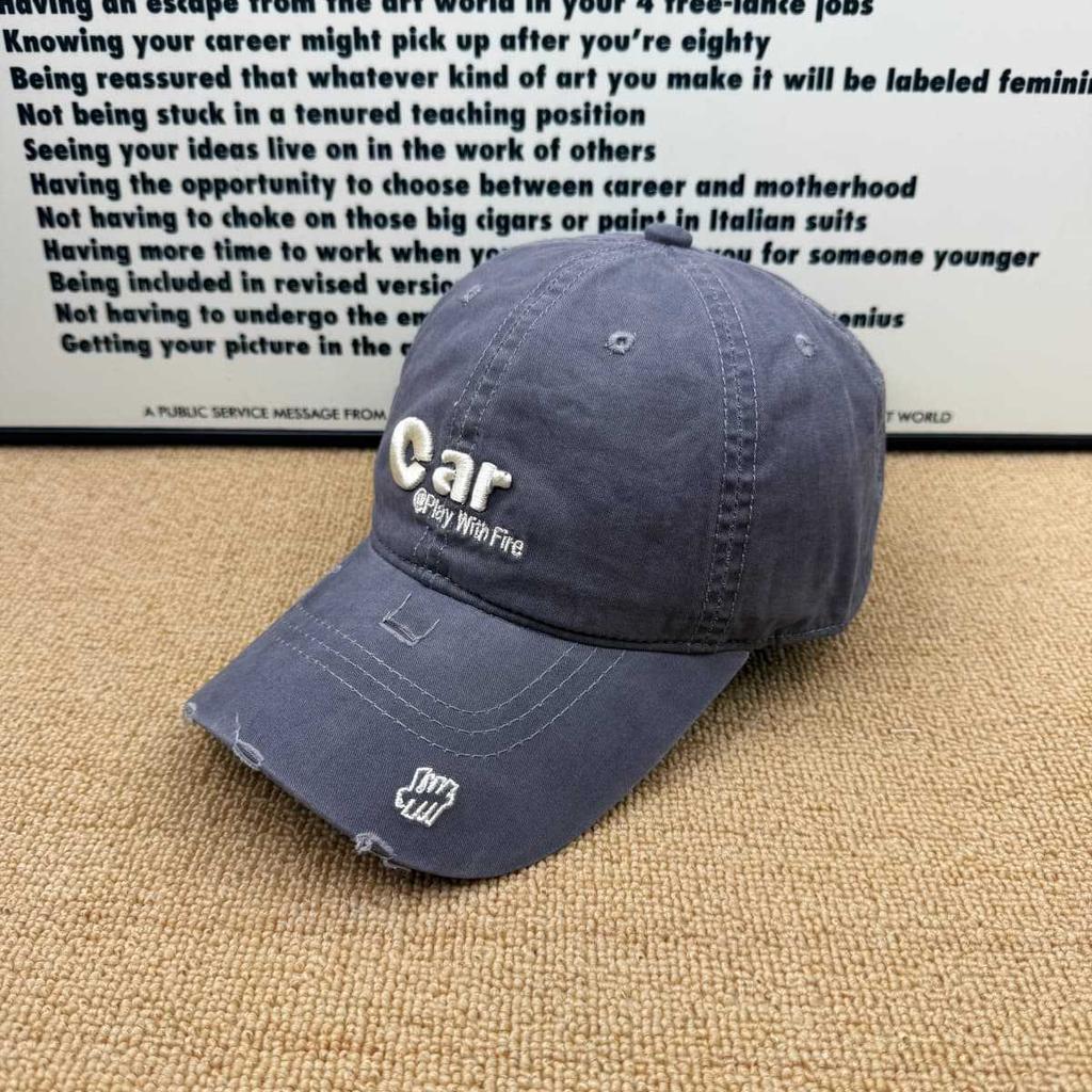 Old Ripped Car Alphabet Baseball Cap Men's and Women's Soft Top Comfortable Sun Cap American Casual Cap