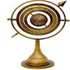 Antique Brass Armillary Sphere with Sundial Arrow – 25 Cm Nautical Maritime Astrolabe Globe – Engraved Brass Decorative Home Decor