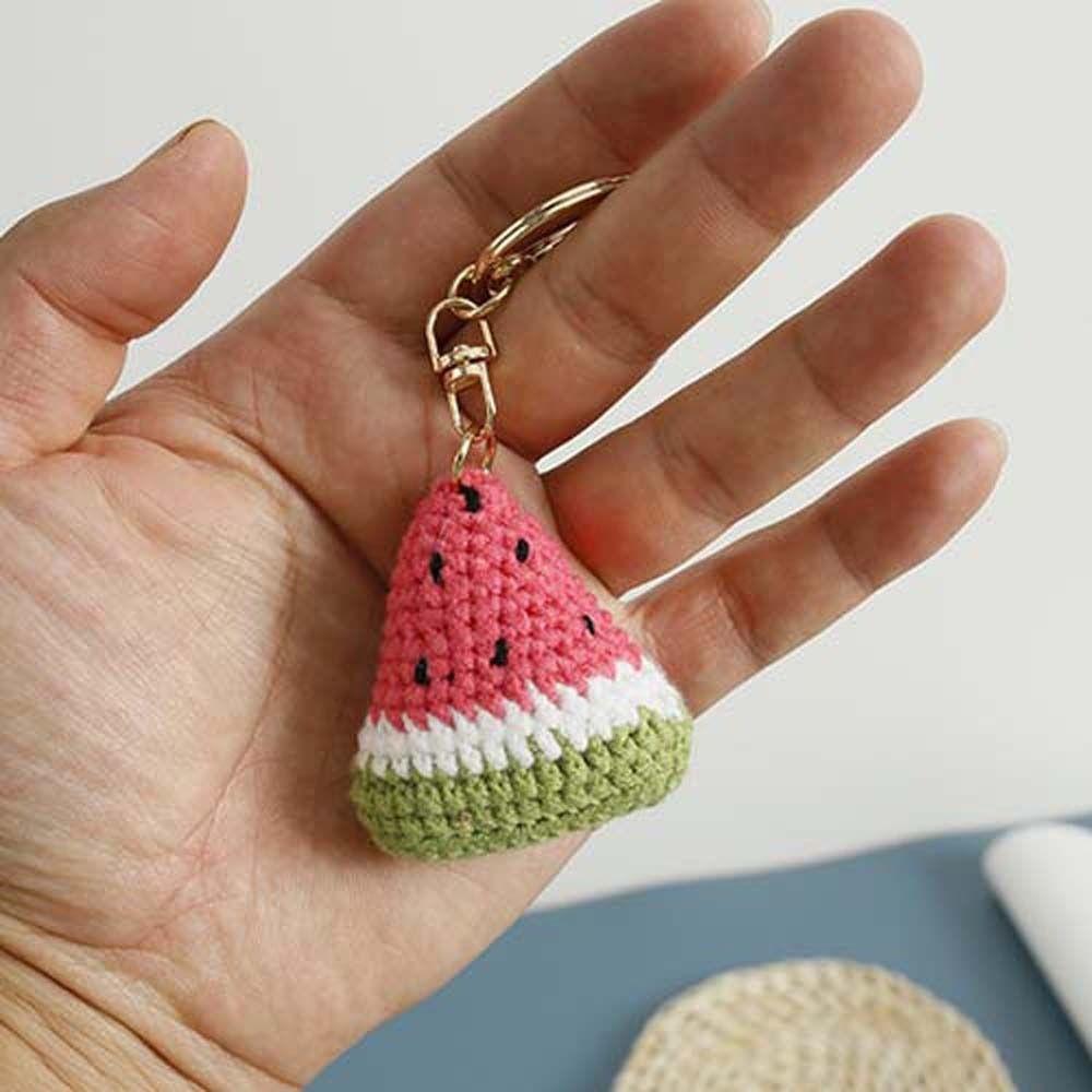 Knitted Weaving Keychain Fruit Series Wool Crochet Pendant Fashion Watermelon Pendant Bag Charm