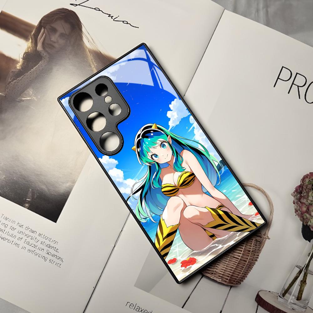 Чехол для телефона с аниме Urusei Yatsura для Samsung Galaxy S24 S23 S22 S20 A24 A54 S21 A34 A53 Note20 M54 Fe Ultra Plus Черный Стеклянная Крышка