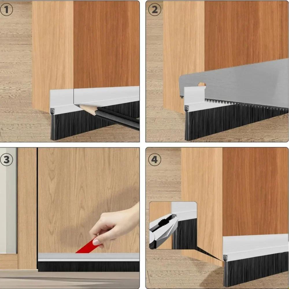 Door Bottom Sealing Strip 1m PVC Door Stopper Insect Rodent Wind Sound Proof Barrier for Door Gap Hardware Accessor Soundproof