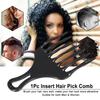 1Pc Hair Comb Insert Afro Hair Pick Comb Hair Fork Comb Plastic High & Low Gear Comb Hairdressing Styling Tool Black