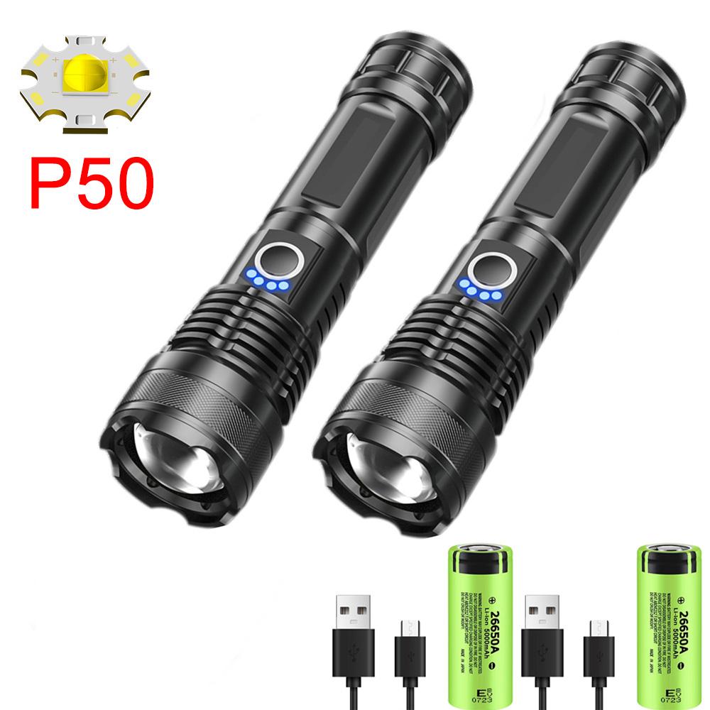 Мощный светодиодный фонарик P50 с зумом, 5 режимов освещения, водонепроницаемый, аварийный, для кемпинга, корпус из высокопрочного алюминиевого сплава