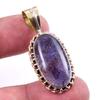 Natural Iolite Gemstone 925 Solid Sterling Silver Two Tone Pendant 1.50'' e1P07