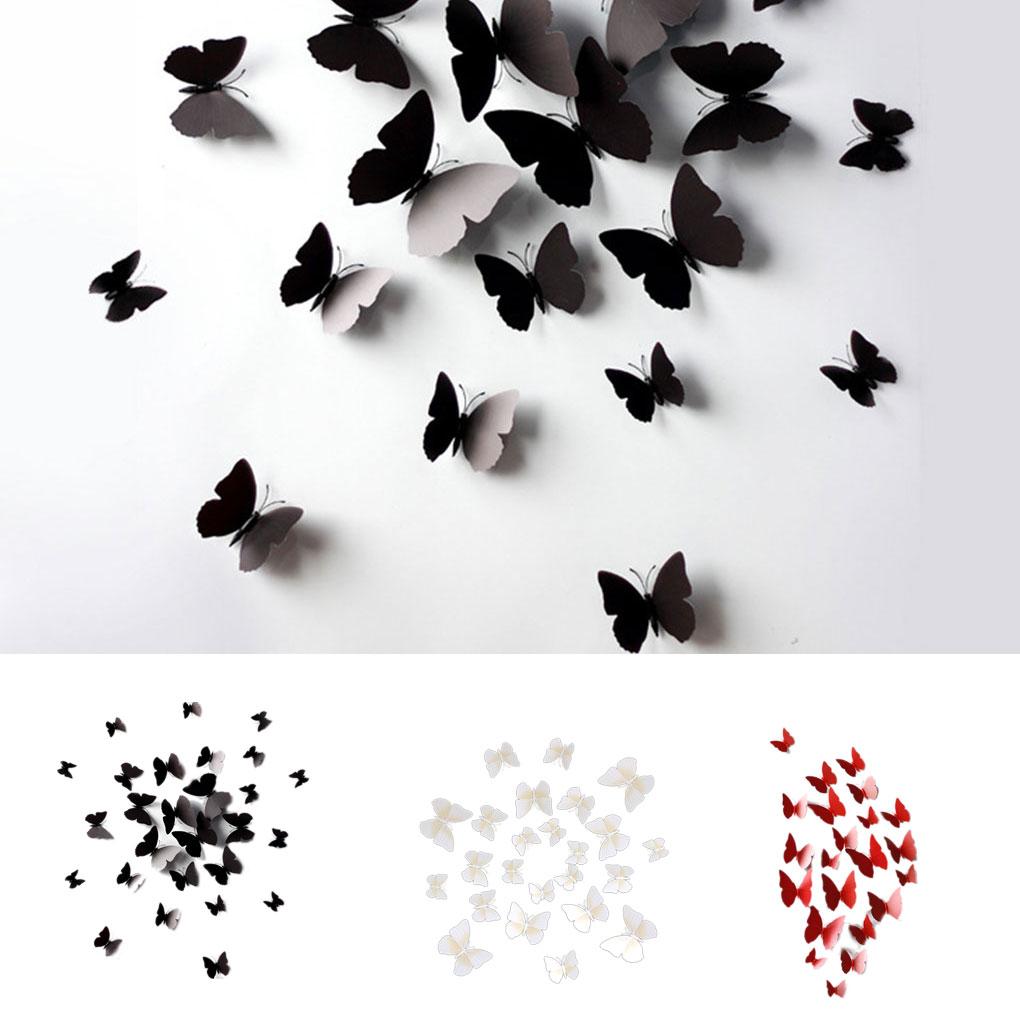 12pcs 3D Lifelike Brooch Butterfly Curtain Decor Wedding Decoration Refrigerator Ornaments