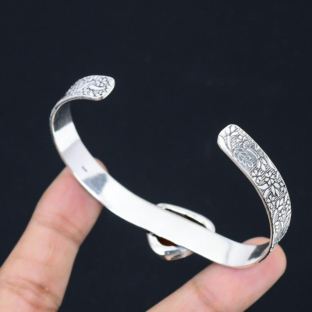 Серебро 925 пробы Натуральный пейзажный яшма Помолвка Мать Юбилей Свадьба Браслет