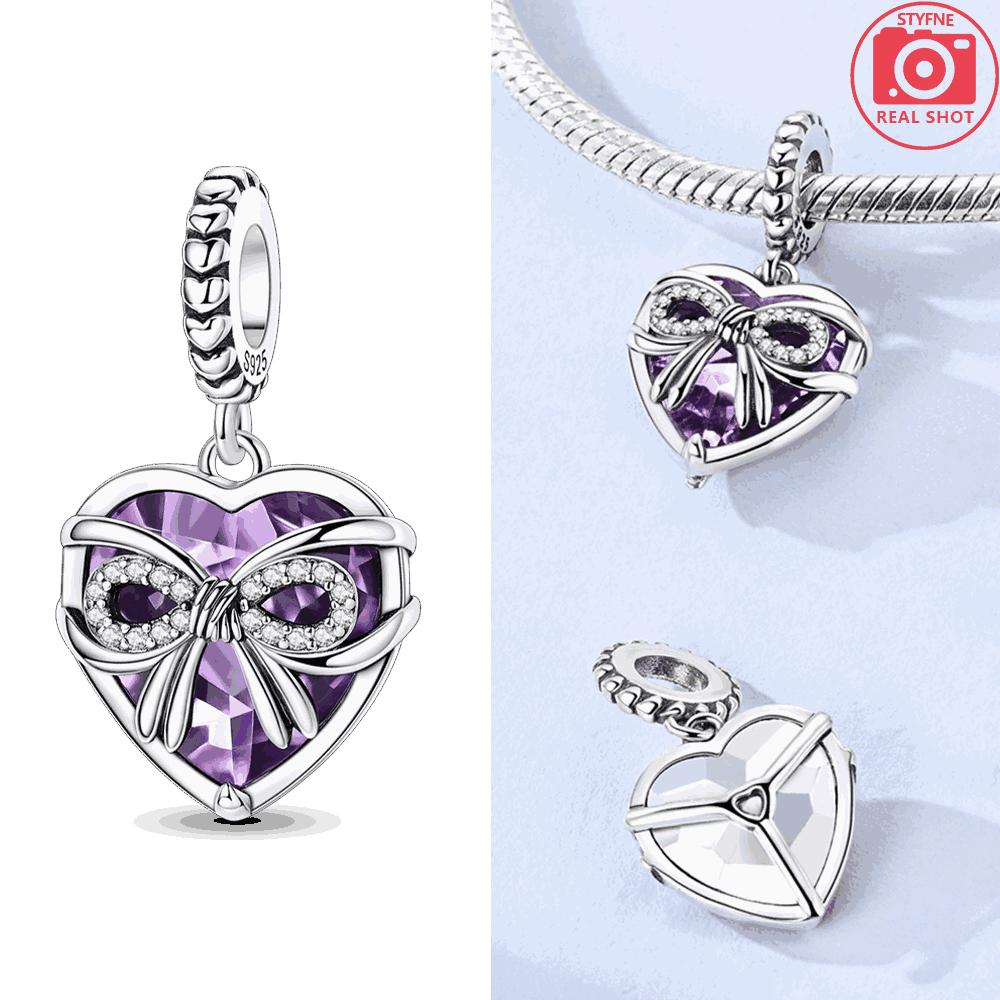 Original Charm Copper Purple Heart Pendant Pink Arrow Cat Dog Bead Fit Bracelet Women Accessory Valentines Gift Jewelry