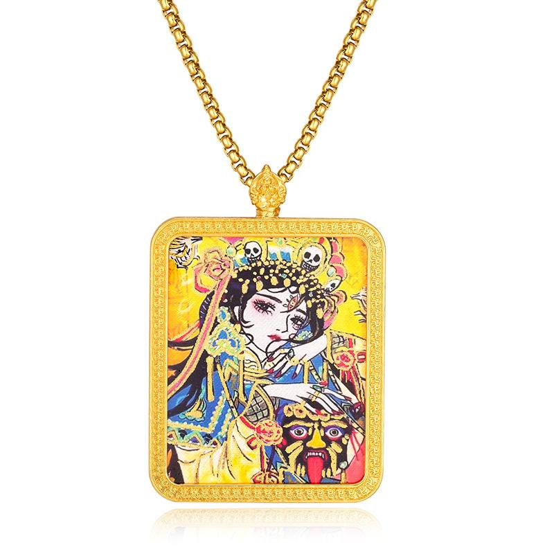 Hand-painted Thangka Pendant Zakiram's Past and Present Life Semi-hand-painted Thangka Necklace Pendant