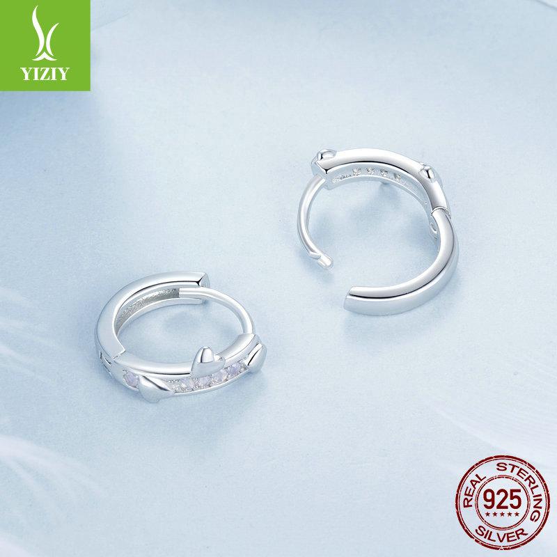 Простые розовые серьги-клипсы 'Любовь' для женщин, романтические серьги в форме сердца из стерлингового серебра S925