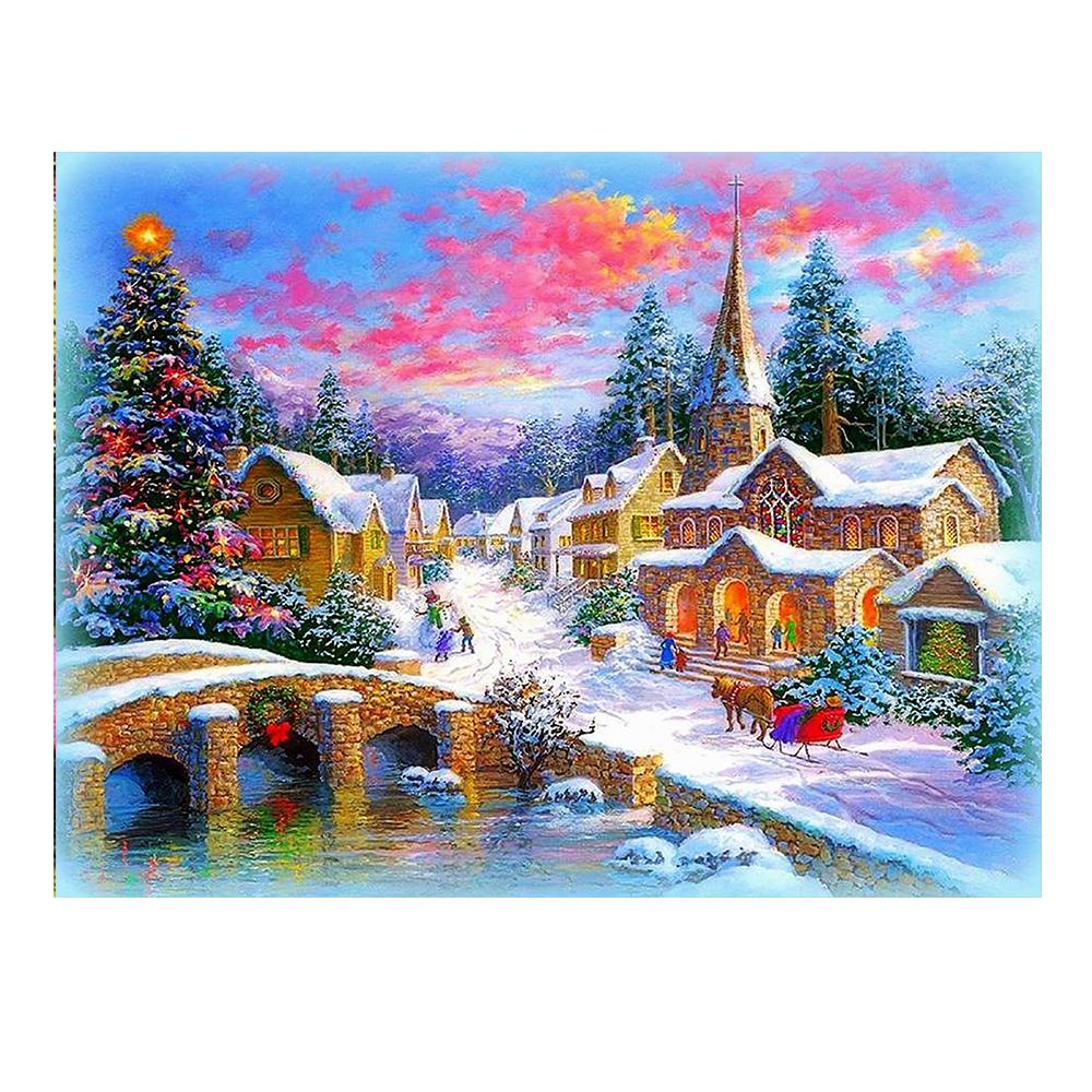 5D Diy Алмазная картина Полный Алмазный Круглый Санта Алмазная Мозаика Рождество Зима Алмазная Вышивка Вышивка Крестом Украшение Дома