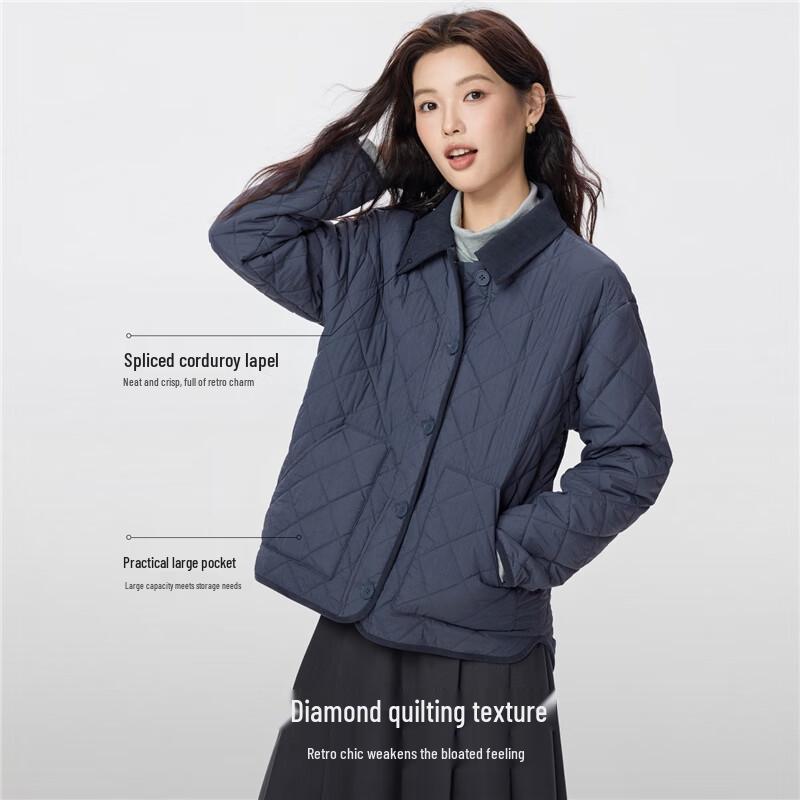 Giordano Women's Quilted Corduroy Lapel Padded Jacket