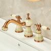Смеситель для ванной из латуни и мрамора, золотой смеситель для раковины, широко распространенный смеситель из розового золота, роскошный смеситель для раковины, смеситель для горячей и холодной воды для душа, смеситель для раковины