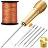 1Set with Copper Handle Leather Sewing Tapered Needles  for Shoes and Leather Repairs