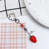 Fashionable Strawberry Pendant Phone Charm Unique Heart Flower Keychain Vibrant Beaded Pendant for Cellphone Camera