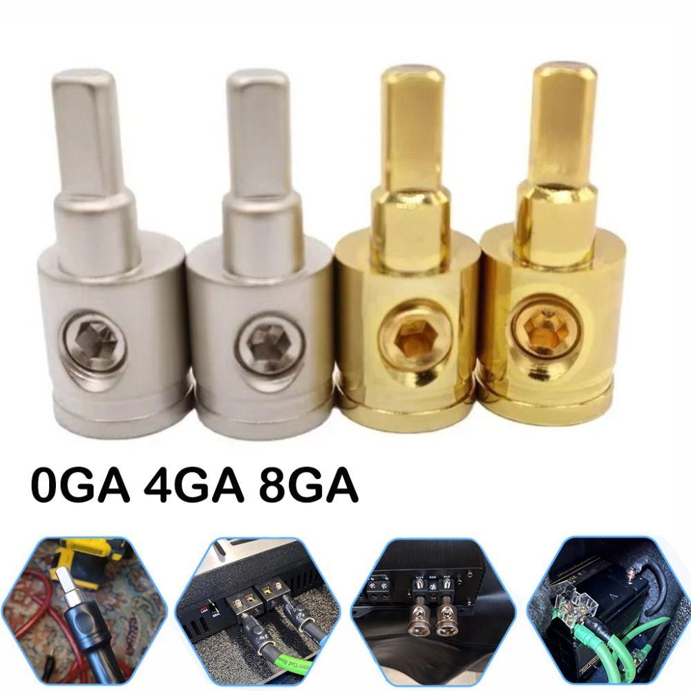 New Pure Copper Car Audio Connector 0GA 4GA 8GA Gold Silver Audio Amp Input Adapter Wire Reducer