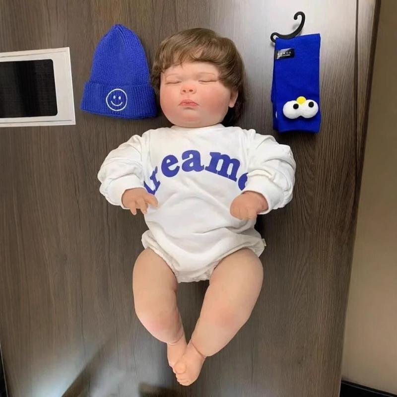 Реалистичная 60 см имитация куклы-реборна Джозеф с закрытыми глазами, большие толстые новорожденные младенцы, 3D кукла с нарисованными вручную венами на коже, детская игрушка для детей