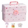 Органайзер для детских аксессуаров для волос для маленькой девочки, 3-слойная коробка для хранения заколок для девочек, водонепроницаемая детская шкатулка для драгоценностей с 6 наклейками для общежития