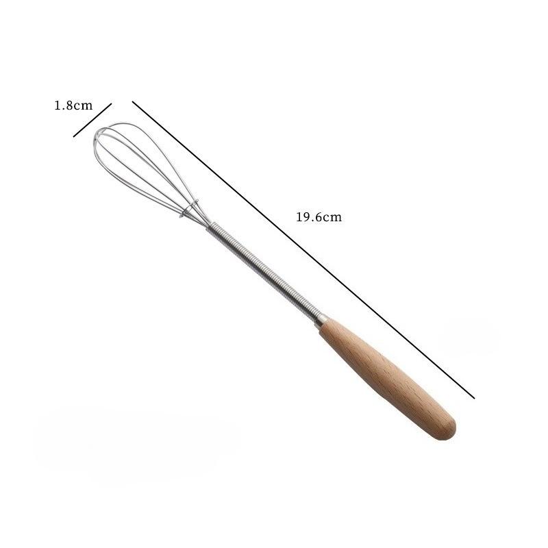 Венчик с ручкой из массива дерева Кухонный Мини Нержавеющая сталь Взбиватель для яиц Взбиватель для молока Венчик Проволочный для смешивания Взбивания