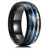 Fashion 8mm Silver Color Brushed Men 'S Stainless Steel Ring Colorful Abalone Shell Inlay Men 'S Ring Wedding Band Jewelry Gifts