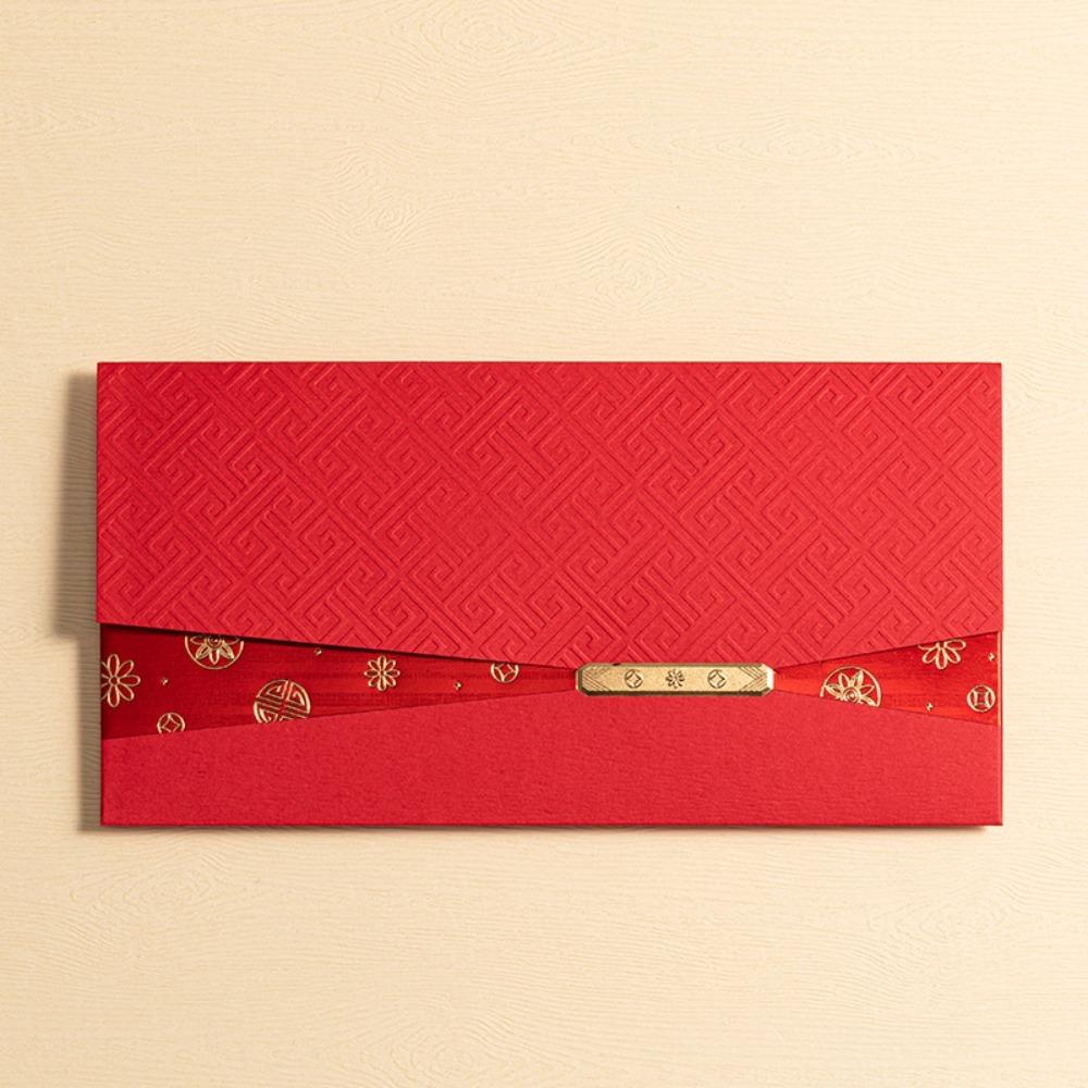 6pcs Creative Laser Engraving Chinese Red Envelopes Hollow Embossed Lucky Money Bag Three-dimensional Rectangular Red Packet