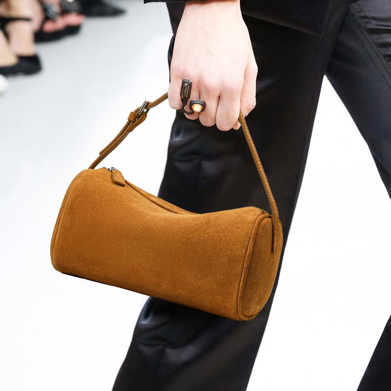 Brown Suede-Finish Cowhide Underarm Bag – Lightweight, Compact, and Stylish for Women