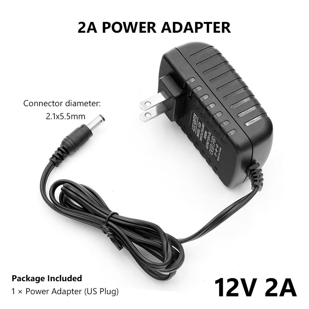 Универсальный адаптер питания AC 100 240V DC 12V 2A Зарядное устройство-адаптер для светодиодных лент, камер видеонаблюдения