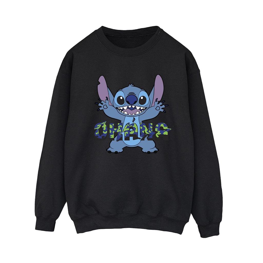 Disney Womens/Ladies Lilo And Stitch Ohana Blue Glitch Sweatshirt