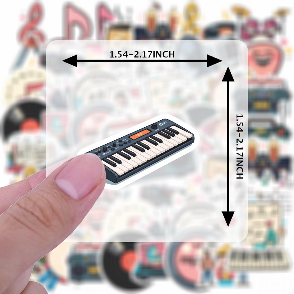 35-70pcs Fun Musical Instrument Stickers Waterproof Graffiti Stickers For Bicycle Hand Account Pencil Case Decals Stationery